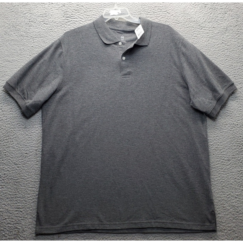 Harbour Bay Golf Polo Shirt Mens 2XLT Gray Performance Slit Short Sleeve Popover